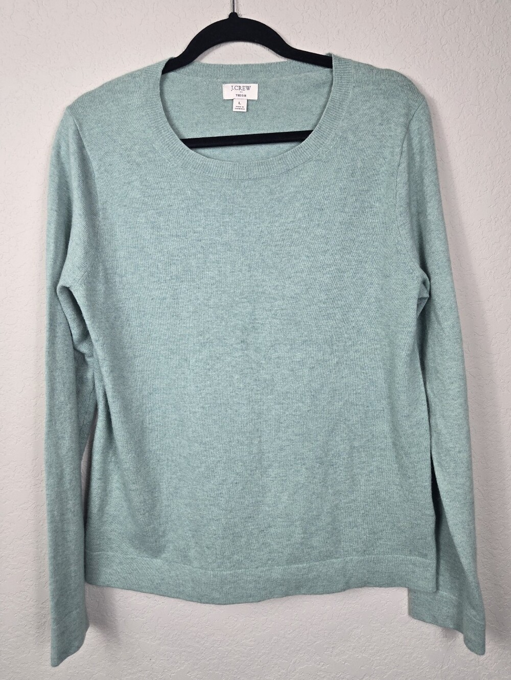 J.Crew Teddie Merino Wool Blend Sweater Mint Green Crewneck Size Large - Picture 11 of 11